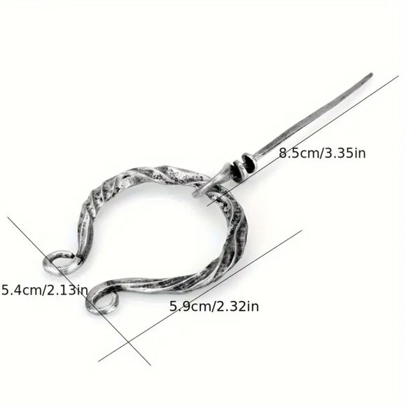 Gold Viking Penannular Brooch – 2.5" Cloak Pin for Kilt, Cape, or Costume - Picture 2 of 3